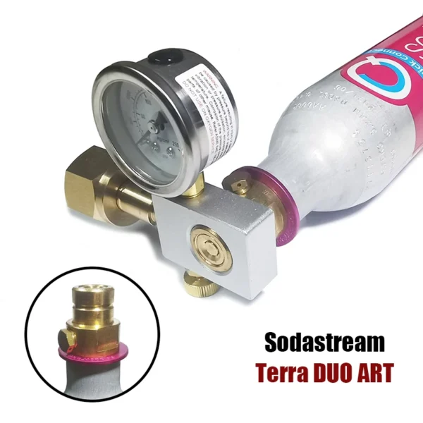 Soda Water Terra DUO ART CO2 Cyinder Refill Fill Station Adaptor With Gauge Quick Connect Tank Bottle W21.8 G3/4 CGA320 - Image 13