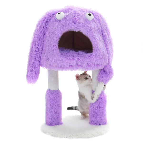 2 in 1 Cat Tree with Natural Sisal Scratching Posts, Cute Plush Small Cat Tower, Large Cat Condo for Indoor, Kitten Bed House - Image 13