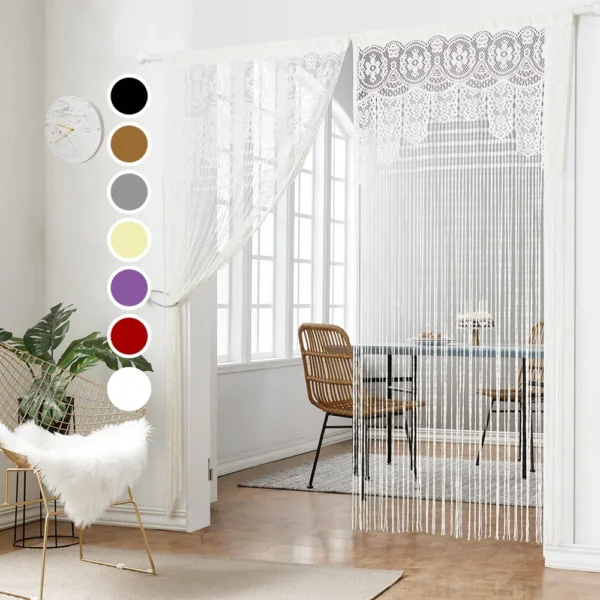 Door String Curtains Boho Macrame Doorway Window Curtains Room Dividers Rod Pockets Wall Hanging for Bedroom Living Room Kitchen - Image 14