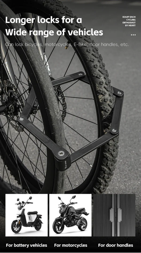WEST BIKING Bicycle Folding Lock 2 Keys 87cm High Security Alloy Steel Lock For MTB Road Bike E-Bike Anti-Theft Foldable Lock - Image 18