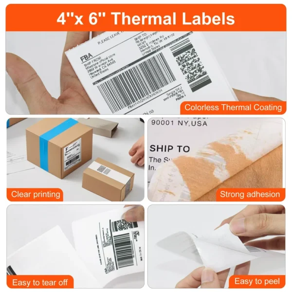 100/500 Sheets Thermal Shipping Labels 4x6 Fanfold Thermal Label Printer Paper 100x150mm Adhesive Stickers For Shipping Package - Image 10