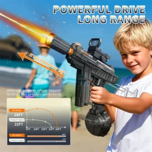 New Electric Water Gun With light Sprays Flame Effect Continuously High-pressure High-speed Powerful Outdoor Water Gun Toys