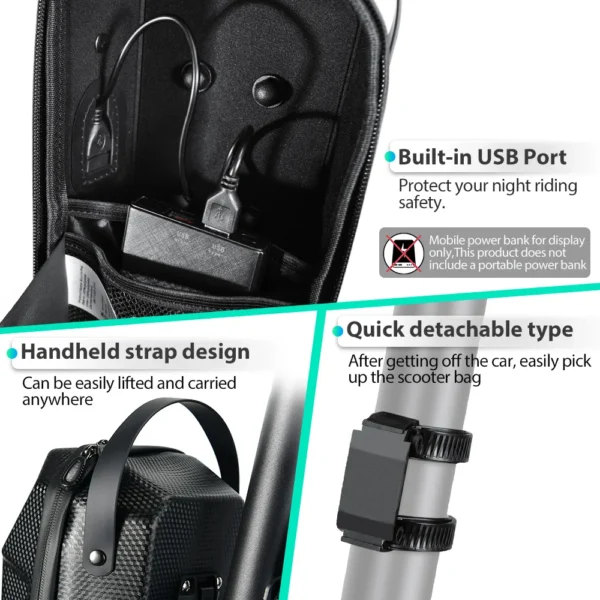 NEWBOLER 3L/5L Electric Scooter Front Bag With USB Port Waterproof Quick Release EVA Electric Scooter Bag Universal Scooter - Image 6