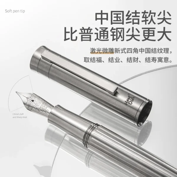 LT Hongdian Titanium Alloy T1 Fountain Pen Replaceable Cartridge Calligraphy Gift Box Business Student Sign Pen - Image 3