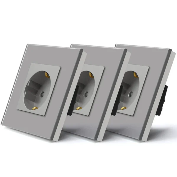 BSEED EU Standard Wall Socket Glass Panel Sockets Power Outlets 16A For Home Office Bedroom 86*86mm - Image 9