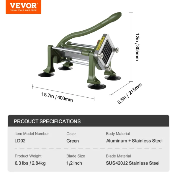 SucceBuy French Fry Cutter Potato Slicer 1/2 3/8 1/4-Inch Stainless Steel Blades for French Fries Cucumber Vegetables Carrot - Image 10