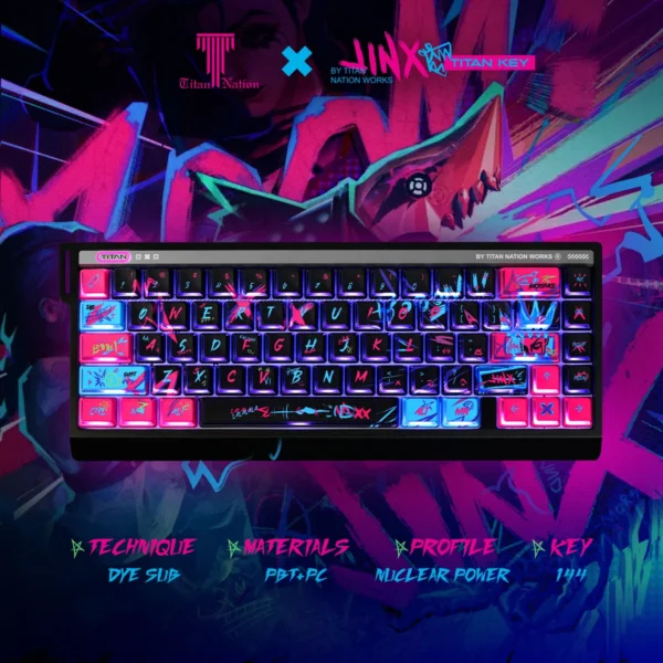 Jinx Keycaps Side Engraved Translucent Cherry Height Pbt Pc Twin Cities War Graffiti For Aula F75 Keyboard Keycaps - Image 2