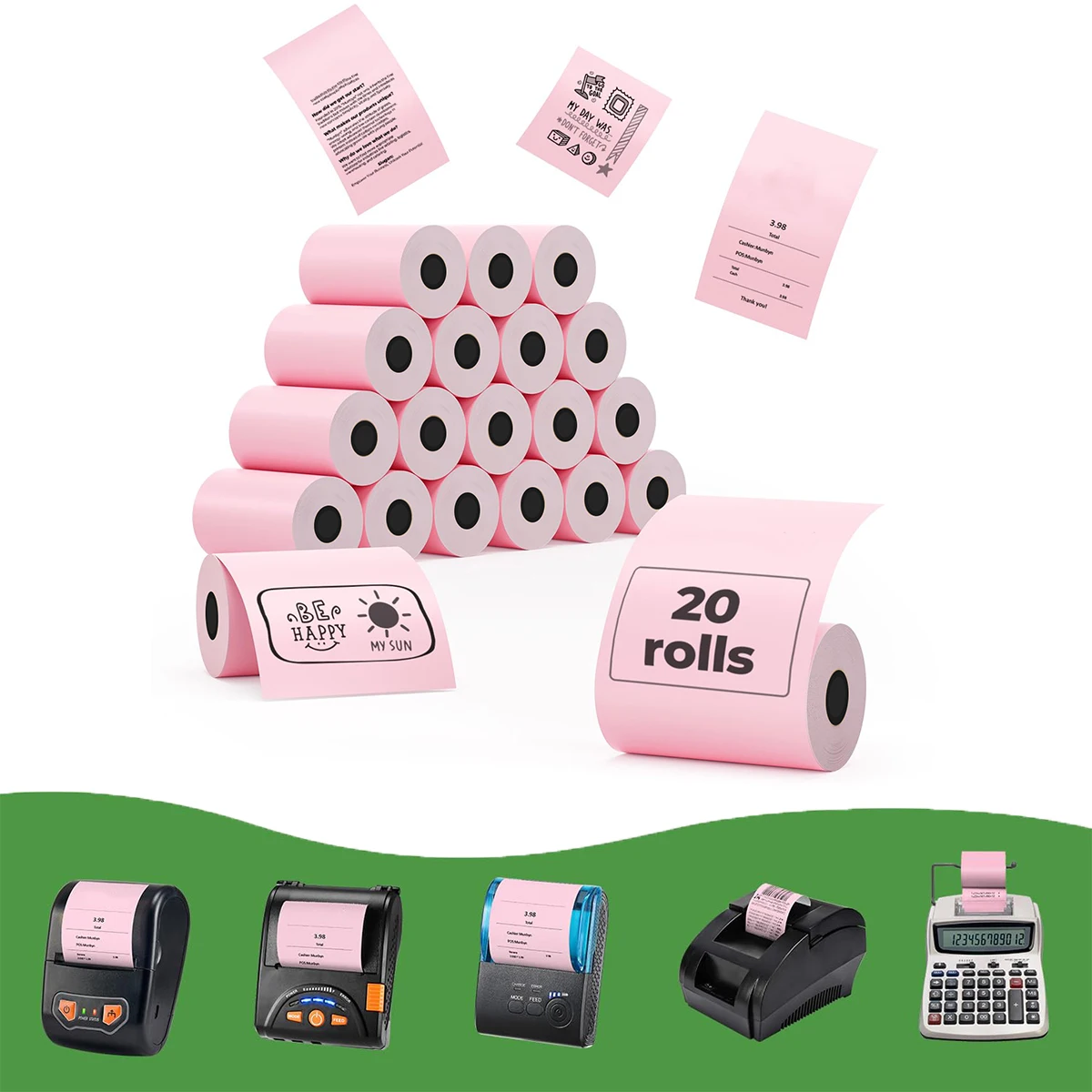 Thermal Paper Pink Cash Register 20R Of Thermal Paper Receipt Rolls Fits All POS Cash Register Printers For Supermarket Business