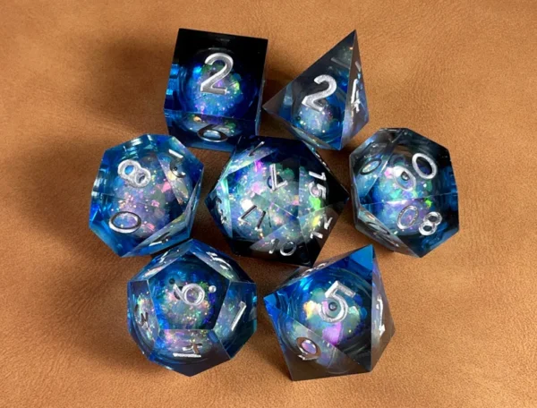 7PCS Polyhedral Crystal Liquid Core Dragon Eye DND Dice Set for Dungeon and Dragon Pathfinder RPG Role Playing Games Gift Toy - Image 42
