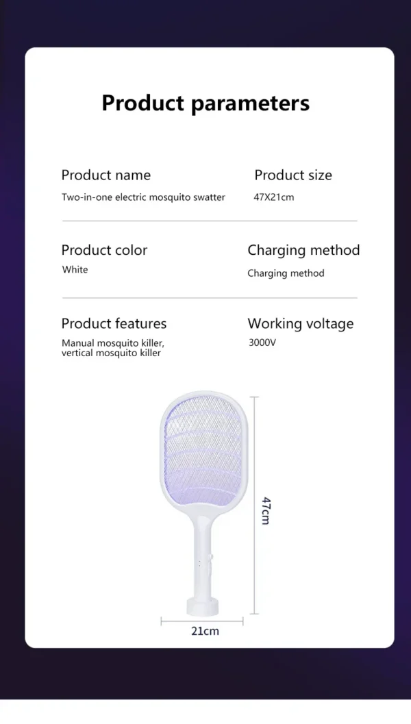 Xiaomi 3000V Electric Mosquito Swatter Fly Trap Mosquito Swatter Household Multifunctional Automatic UV Light Mosquito Swatter - Image 24