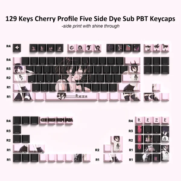 129 Keys Swordsman 5 Sides Dye Sub PBT Keycap Cherry Profile Side Printed Shine Through Keycaps for MX Switches Gaming Keyboard - Image 10