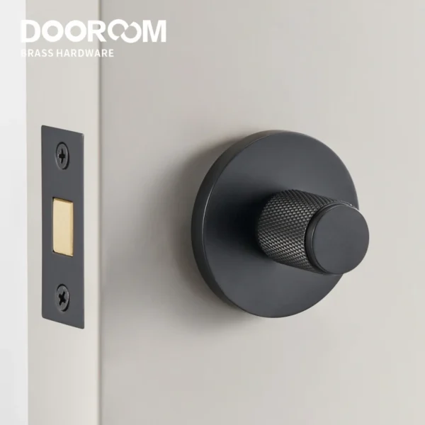Dooroom Brass Knurled Hidden Door Lock Set Living Room Bathroom Invisible Thumb Turn Matt Black Brushed Brass Open In Emergency - Image 4