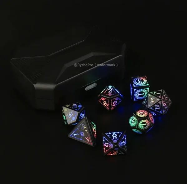 LED Dice Set for Dungeon and Dragon Cool DND Dice with Charging Box Rechargeable 7 Color Polyhedral Role Playing Dice - Image 20