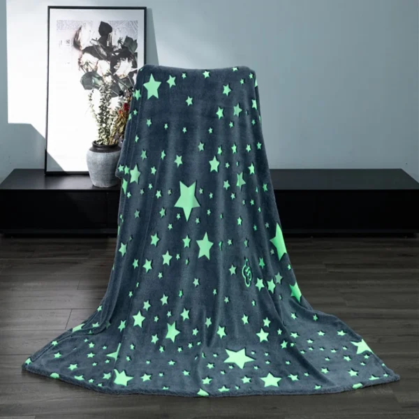 Luminous Blanket Geometric Print Unicorns Coral Fleece Blanket Glowing Stars Child Air Conditioner Thin Blanket Throw Home Sheet - Image 8
