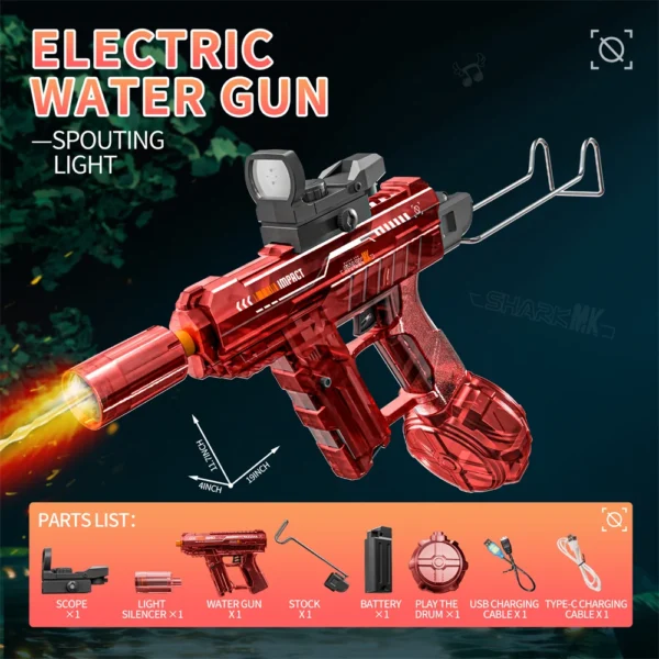New Electric Water Gun With light Sprays Flame Effect Continuously High-pressure High-speed Powerful Outdoor Water Gun Toys - Image 24