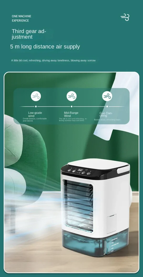 Air Conditioner Portable Fan Desktop Dual Spray Ultrasonic Atomization 3-Speed Mute Air Cooler Night Light Electric Fan for Home - Image 20