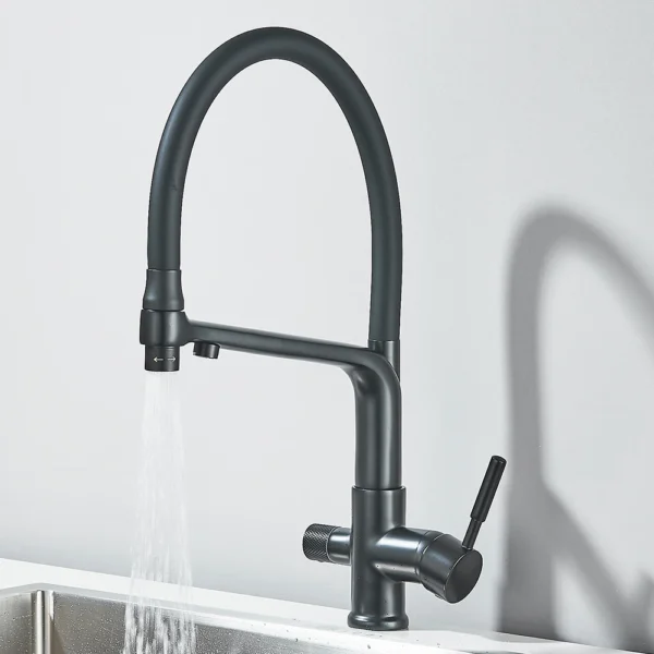 Brushed Gold Kitchen Faucet Filtered Water Dual Spout Purification Feature Kitchen Tap 360 Rotation Water Crane For Kitchen - Image 18