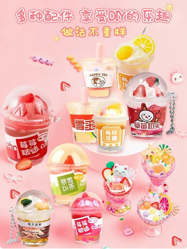 Simulate Cream Glue Guka Set Milk Tea Ice Cream Cup Diy Goo Card for Girls Handicraft Material Children'S Gift Toy Accessories - Image 16