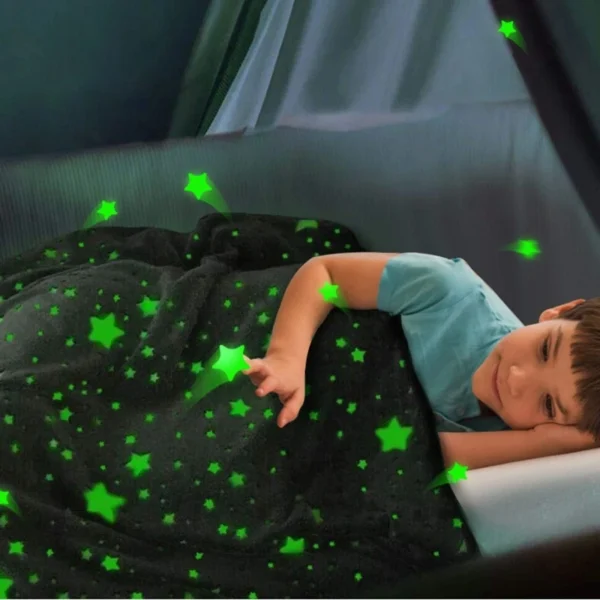 Luminous Blanket Geometric Print Unicorns Coral Fleece Blanket Glowing Stars Child Air Conditioner Thin Blanket Throw Home Sheet - Image 2
