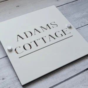 Double-layer acrylic door number house name hotel apartment office door sign matte white mirror black 180mm x 180mm