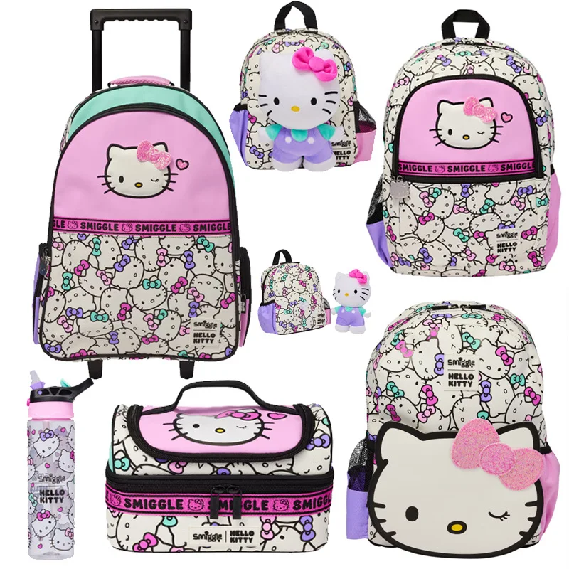 Kawaii Australian Smiggle School Bags Sanrio Hello Kitty Student Stationery  Lunch Bag High-Capacity Backpack Water Cup Gift