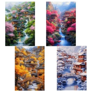 11CT 9CT Four Seasons Embroidery DIY Printed Kits Cross Stitch Thread Needlework Sets Home Decor Crafts Handmade New