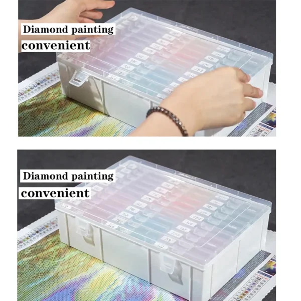 HOMFUN Diamond Painting Tray Storage Box With lid，5D Embroidery Point Drill Accessories Tools Beading Curved Lock Buckle Plates - Image 2