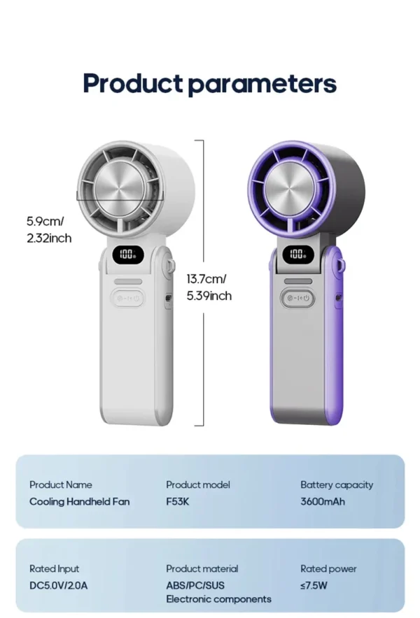 XIAOMI 3600mAh Portable Air Cooling Turbo Fan 100 Wind Speeds Adjustable Outdoor Foldable Student Handheld Fan with Lanyard - Image 22