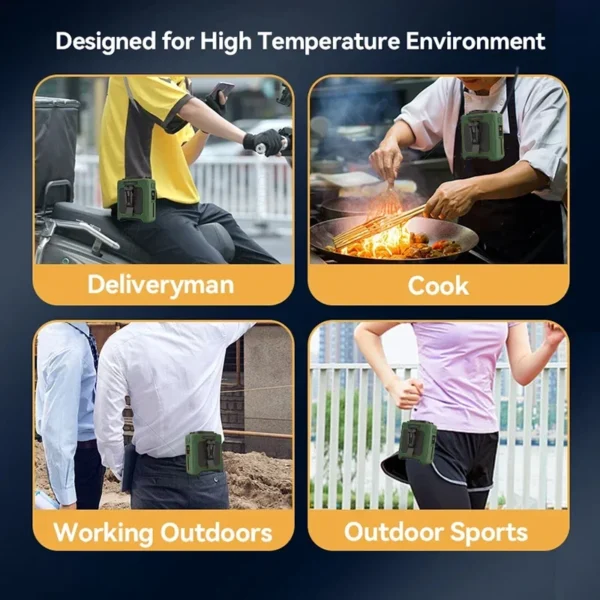 10000mAh Waist Fan Wearable Waist Fan 5 Speeds & Light 40H Hands-Free Cooling for Outdoor Jobsite Travel Long range for outdoor - Image 5