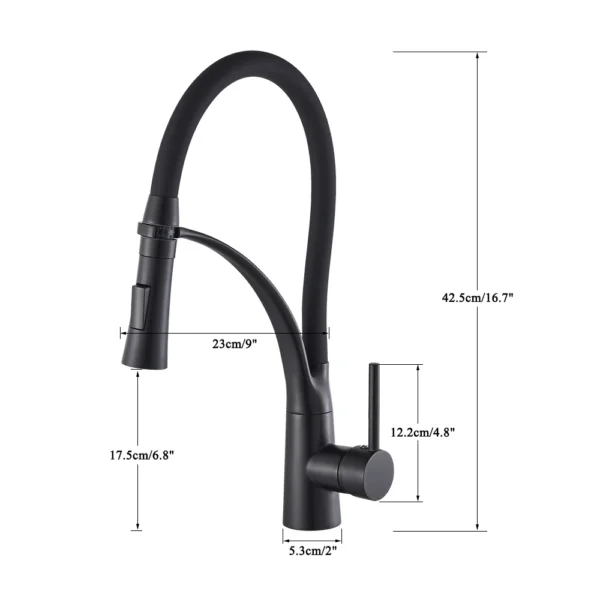 Black/Nickel/Chrome/Gold Rubber Kitchen Faucet Sink Faucet 360 Degree Rotation Pull Down Stream Sprayer Hot Cold Water Mixer Tap - Image 5