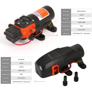 40PSI 12V/24V Marine Water Pump Diaphragm Self Priming Pump Boat Accessories Showers Toilets Water Transfer Motor for RV Caravan