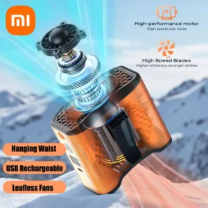 Xiaomi Leafless Hanging Waist Fans Portable USB Rechargeable Mini Clip Waist Electric Refrigeration Fan Outdoor Travel Camping