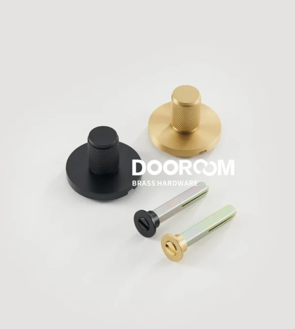 Dooroom Brass Knurled Hidden Door Lock Set Living Room Bathroom Invisible Thumb Turn Matt Black Brushed Brass Open In Emergency - Image 24