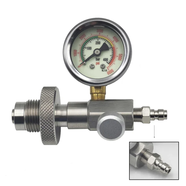 HP Filling Station Chargeing Adapter DIN Connector Big Tank To Small Bottles HPA Scuba Diving With Hose 6000psi/400bar Gauge - Image 28