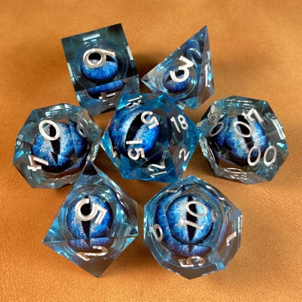 7PCS Polyhedral Crystal Liquid Core Dragon Eye DND Dice Set for Dungeon and Dragon Pathfinder RPG Role Playing Games Gift Toy - Image 17