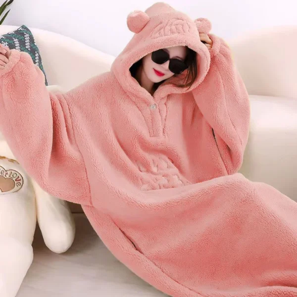 WOSTAR Winter soft fleece blanket with sleeves hooded Sweater blanket wearable oversized outdoor warm flannel hoodie blanket - Image 24