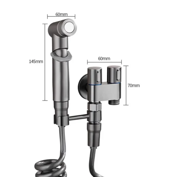 Hygienic Toilet Bidet Sprayer Shower Wall-mounted Double Outlet Angle Valve Toilet Faucet Set Bathroom Bidet Accessories - Image 3