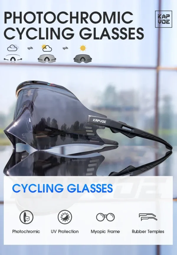 Kapvoe Red Photochromic Cycling Glasses UV400 Men Women Cycling Sunglasses Road Bicycle Goggle MTB Cycling Eyewear - Image 24