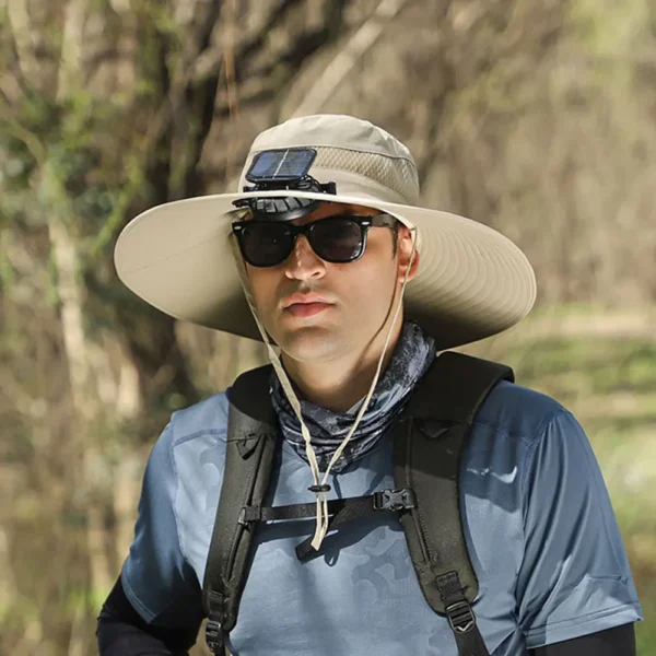 Solar Fan Hat Outdoor Fishing Hat with 2 Solar Fan Wide Brim Bucket Hat Summer Cap for Men Outdoor Camping Fishing Hiking - Image 21
