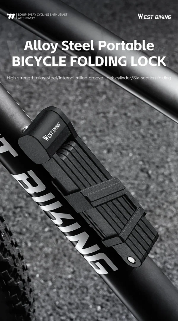 WEST BIKING Bicycle Folding Lock 2 Keys 87cm High Security Alloy Steel Lock For MTB Road Bike E-Bike Anti-Theft Foldable Lock - Image 8