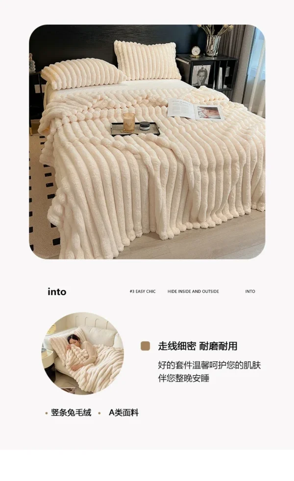 New Artificial Rabbit Plush Autumn Warm Blankets for Beds Soft Coral Fleece Sofa Throw Blanket Comfortable Thicken Bed Sheet - Image 25