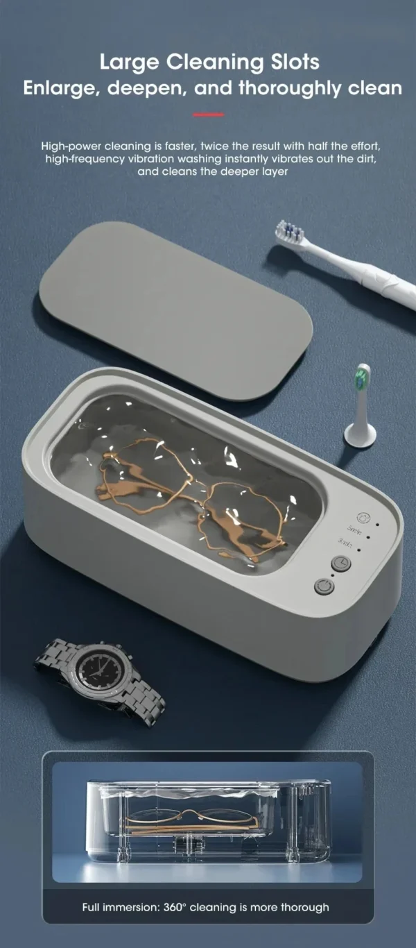 XiaomiUltrasonic Cleaning Machine Mini High-frequency Vibration Cleaning Adjustable Glasses Jewelry Pacifier Time Cleaning Tool - Image 9