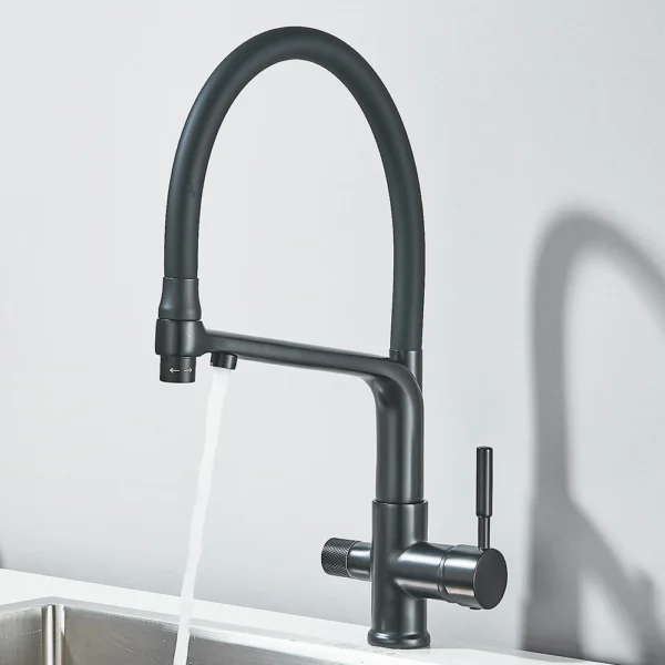Brushed Gold Kitchen Faucet Filtered Water Dual Spout Purification Feature Kitchen Tap 360 Rotation Water Crane For Kitchen - Image 16