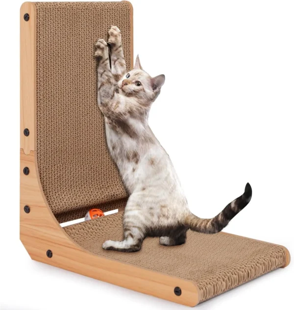 Cat Scratcher, 46cm 68cm L Shape Cat Scratch Pad Wall Mounted, Cat Scratching Cardboard with Ball Toy for Indoor Cats, Large Siz - Image 10