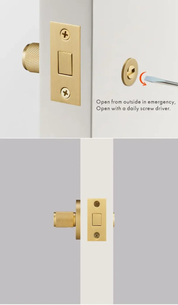 Dooroom Brass Knurled Hidden Door Lock Set Living Room Bathroom Invisible Thumb Turn Matt Black Brushed Brass Open In Emergency - Image 18