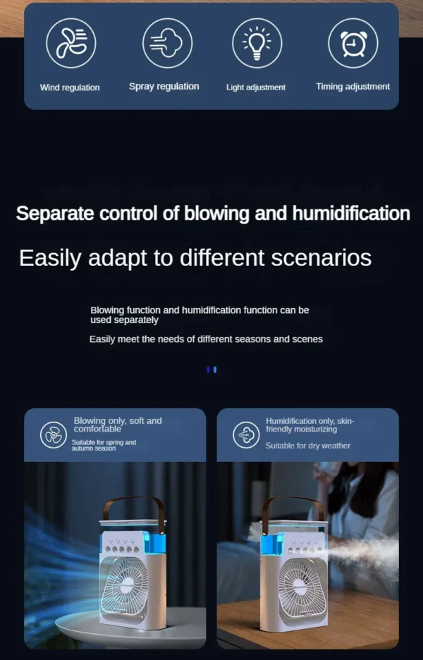 Xiaomi MIJIA 3-in-1 Portable Air Conditioners Fan With LED Night Light Household Mini Air Cooler For Office Home Adjustable Fan - Image 23