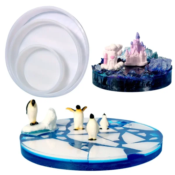 Large Round Tray UV Resin Mold Crystal Desk Silicone Mold DIY River Table Mold Fruit Disc Tea Plate Coaster Making Mold Tools - Image 3