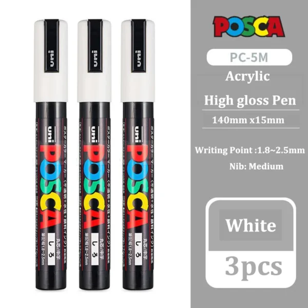 Uni POSCA White Markers ,PC-1M 3M 5M 8K 17K POP Poster/Advertisement Water Based rotulador permanente Graffiti canetas Best Gift - Image 14