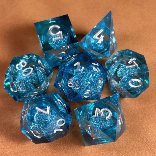 7PCS Polyhedral Crystal Liquid Core Dragon Eye DND Dice Set for Dungeon and Dragon Pathfinder RPG Role Playing Games Gift Toy - Image 8