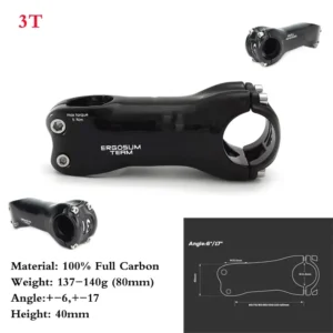 TOP Brand 3T Superlight Full Carbon Stem Road Mountain Bike Stem Angle 6 or Angle 17 60-130mm Black  Glossy